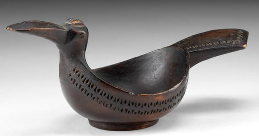 Russian Wood Kovsh Bowl in Stylized Bird Shape