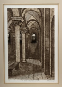 Valerie Thornton Etching "The Norman Chapel" (1982)