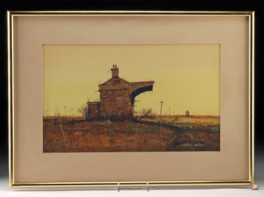 Laurence Roche Gouache on Board - Derelict Depot