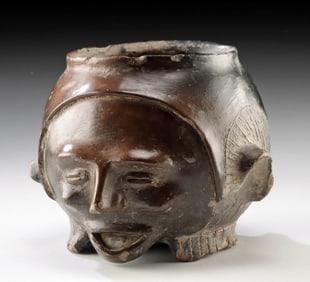 Colima Chocolate Ware Portrait Head Vessel, Ex Arte