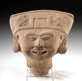 Ancient Mexico Veracruz Smiling Figure Head Fragment