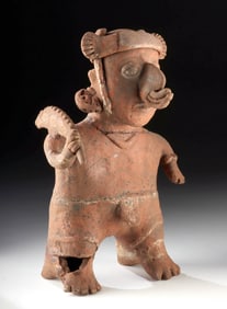 Nayarit Pottery Standing Male Warrior Figure w/ Weapon