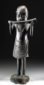 Large Benin Brass Court Musician Playing Trumpet