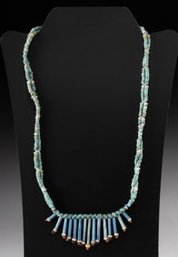 Egyptian Faience Necklace - Double Strand with Fringe