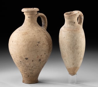 Pair of Holyland Pottery Vessels - Hellenistic to Roman