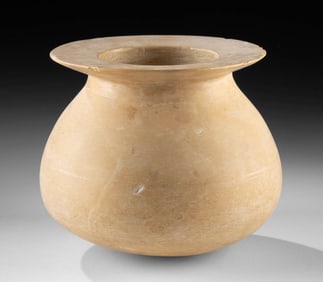 Sumerian Limestone Jar with Drilled Interior Marks