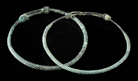 Achaemenid Bronze Bracelets - Twisted Spiral Pair