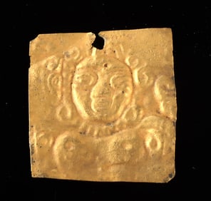Saka-Sarmatian Gilt Copper Face Plaque