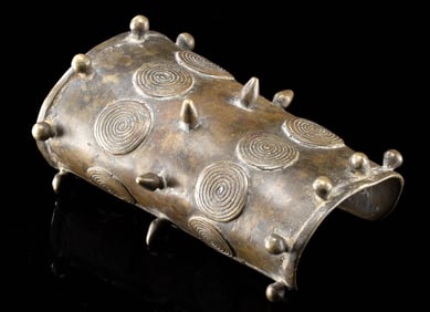 Tribal Naga Studded Brass Bracelet With Spiral Motif