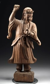 Consecrated 16th C. Chinese Wood Taoist Guardian Figure
