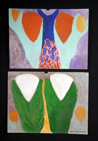 Toby Ivey Mixed Media - Abstract Winged Forms (2001)