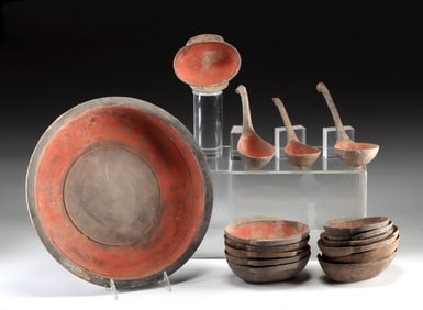 16 Pc. Chinese Han Dynasty Pottery Serving Set