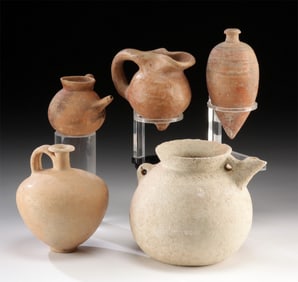 5 Canaanite, Holyland, & Greek Pottery Vessels