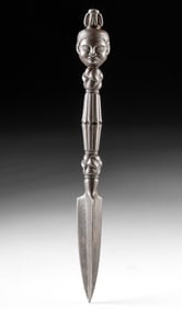 Tibetan Iron Phurba Buddhist Ritual Dagger w/ Head