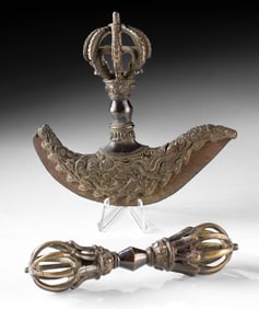 Himalayan Buddhist Ritual Brass Dorje & Kartika Knife