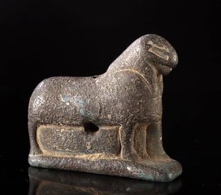 Egyptian Late Dynastic Stone Lion Amulet - Inscribed