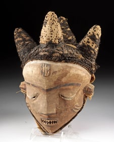 DRC Pende Fumu / Chief Mask with Raffia Headdress