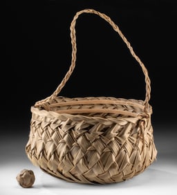 Traditional Hawaiian Coconut Palm Frond Basket by Okuma