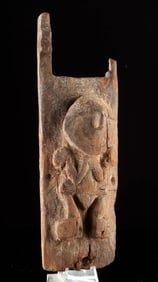 Rare Chancay Wood Litter Panel w/ Relief Figure