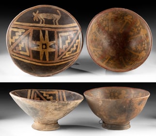 Two Colombian Narino Pottery Bowls w/ Zoomorphs