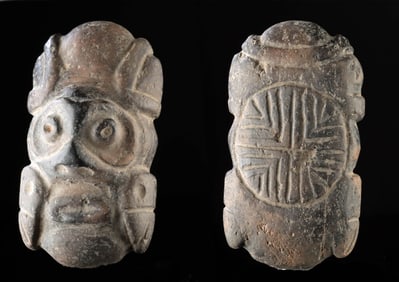 Rare Taino Pottery Zemi Figure - Expressive Face