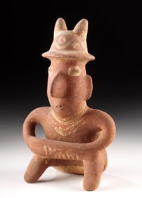 Jalisco Bichrome Seated Figure - Double-Horned Helmet
