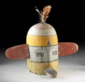 Hopi Polychrome Cottonwood & Feather Kachina Mask