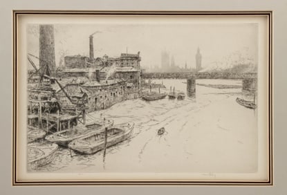 Kerr Eby Etching - "Hungerford Bridge" (1929)