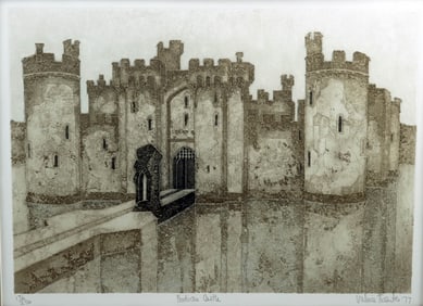 Valerie Thornton Etching - "Bodiam Castle" (1977)