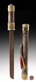 Tibetan Brass & Iron Trousse Utility Knife in Sheath