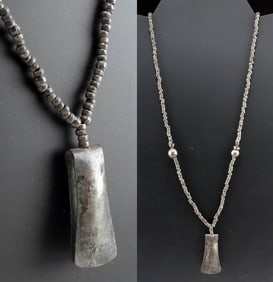 Nazca Necklace Silver-Copper Beads & Tweezer Pendant