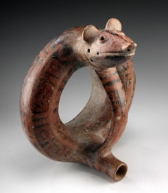 Rare Vicus Ring-Body Zoomorphic Whistle Vessel