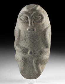 Taino Carved Stone Zemi Figure with Human Features