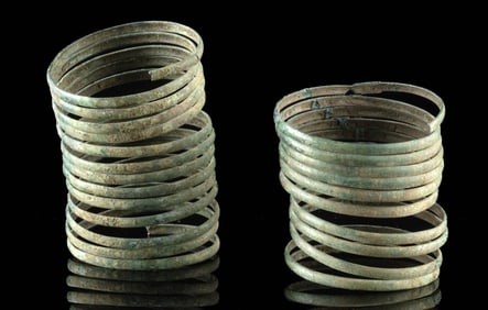 Two Early Iron Age Hallstatt Bronze Wire Hair Coils