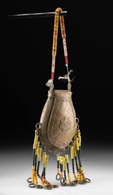 Large West Africa Beaded Brass Prestige Currency Pouch