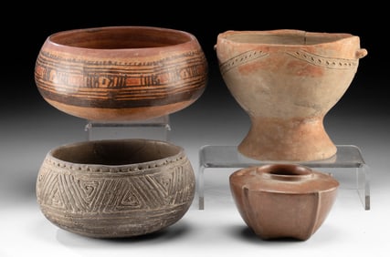 4 Pottery Quimbaya, Nicoya & Colima Vessels