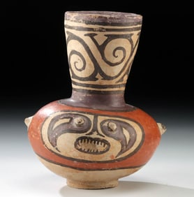 Gran Cocle Polychrome Bottle Stylized Human Face