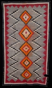 Huge Navajo Woven Wool Rug Eye Dazzler Pattern