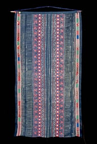 Hmong Indigo Batik Tapestry + Appliques & Embroidery