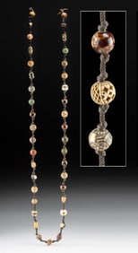 19th C. Japanese 39 Mixed-Material Ojime Bead Strand