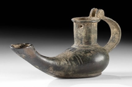 Sasanian Bronze Oil Lamp with Thumb Handle