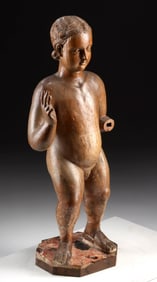 17th C. European Baroque Wood Sculpture of Christ Child