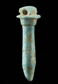 Ancient Egyptian Faience Wadj Papyrus Amulet