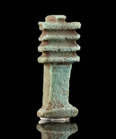 Ancient Egyptian Faience Djed Pillar Amulet