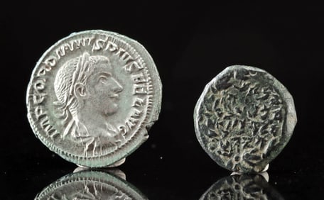 Roman & Judean Coins, Widow's Mite & Silver Denarius