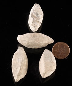 Four Roman Lead Slingshot Bullets