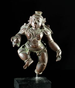 17th C. Indian Copper Dancing Krishna "Butter Thief"