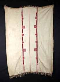 Konyak Naga Woven Cotton & Embroidered Textile Shawl
