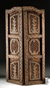 Early Pakistani / Indian Inlaid Wood Window Shutters