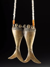 Beaded Naga Headhunter Trophy Necklace + Brass Pendant
